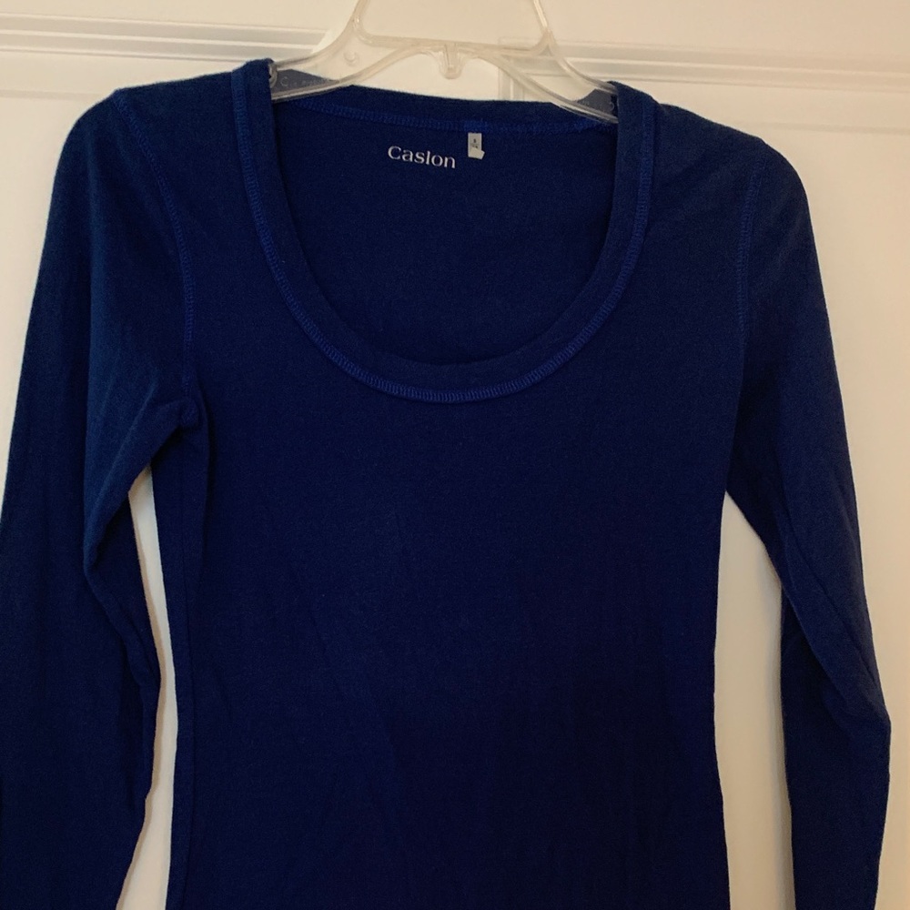 Caslon Scoop Neck Long Sleeve Tee in Deep Navy - Picture 4 of 5